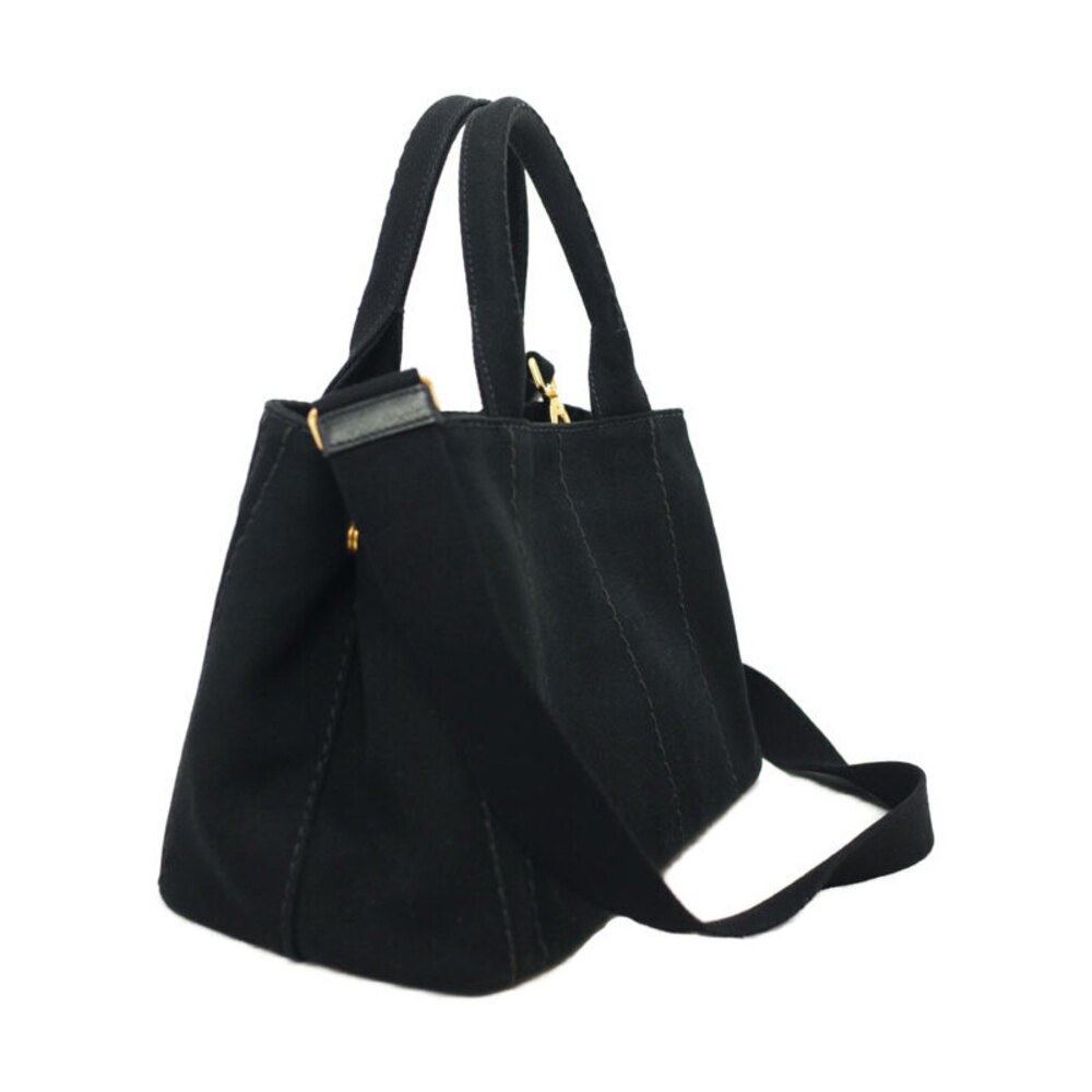 Prada Canapa top handbag Tote canvas 2way handles Black